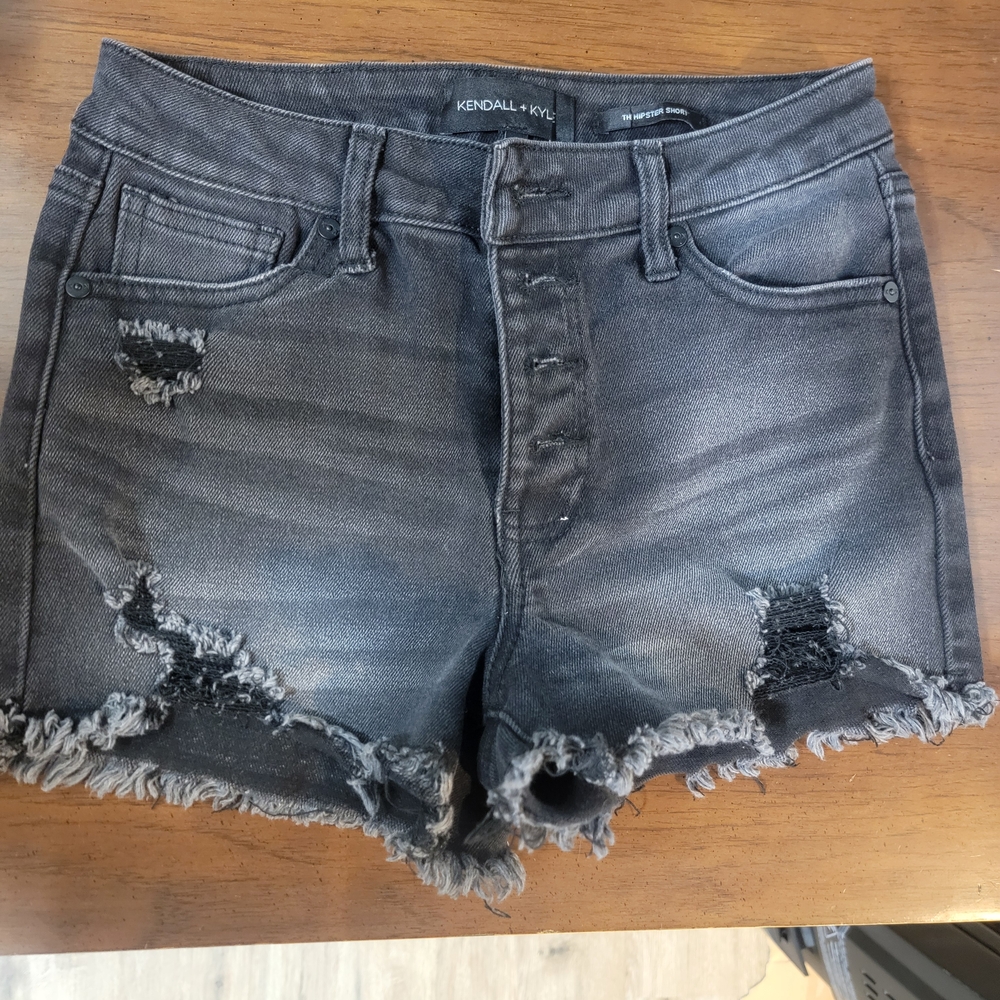 Kendall & Kylie Charcoal Distressed Jean Shorts